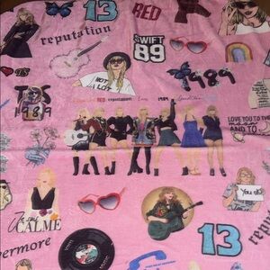Taylor Swift Pink Blanket with Graphic Designs